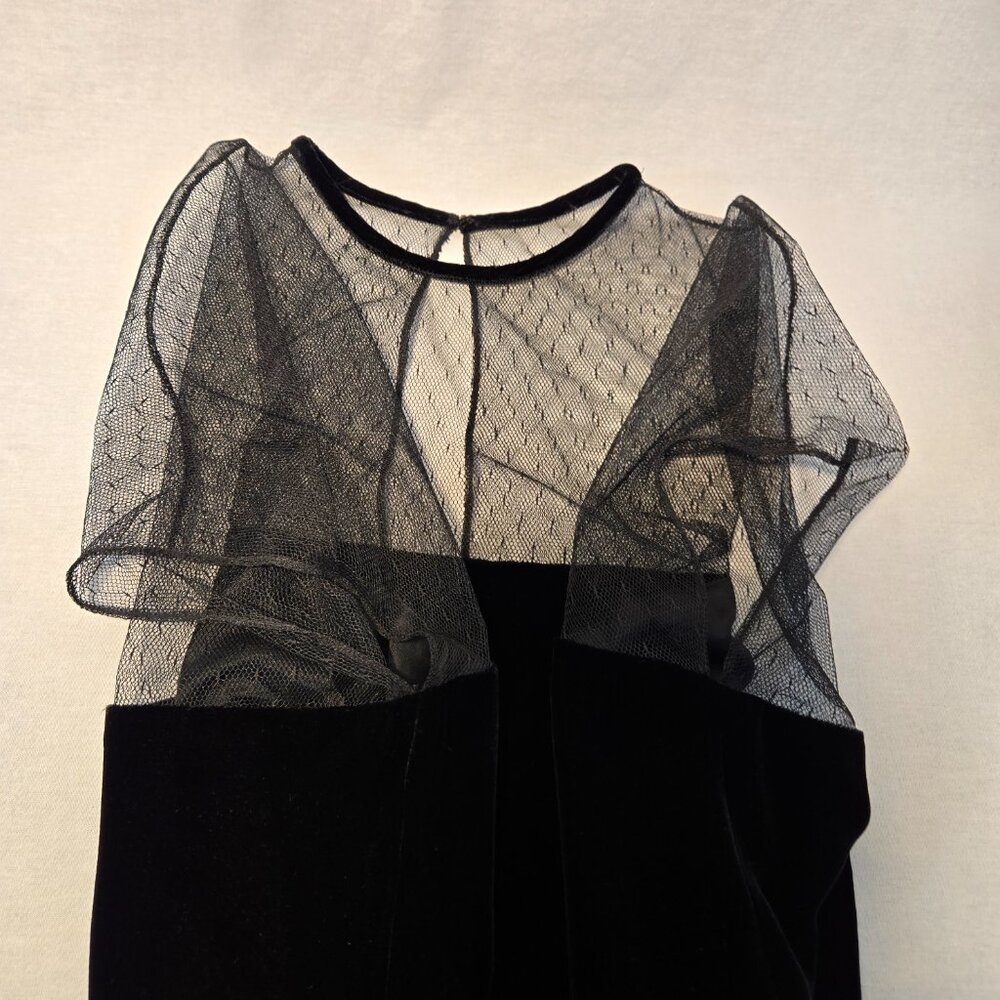 Vintage KATHLIN ARGIRO Black Velvet Sheer Top Dress Size 10 USA MADE New NO Tag! - Picture 7 of 16